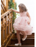 Pleated Tulle Floral Flower Girl Dress
